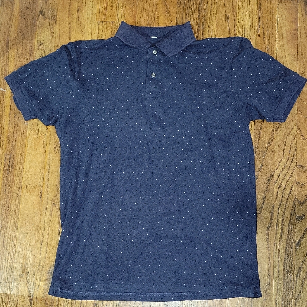 Uni Qlo Sz L Men's Navy Blue Polo Shirt
